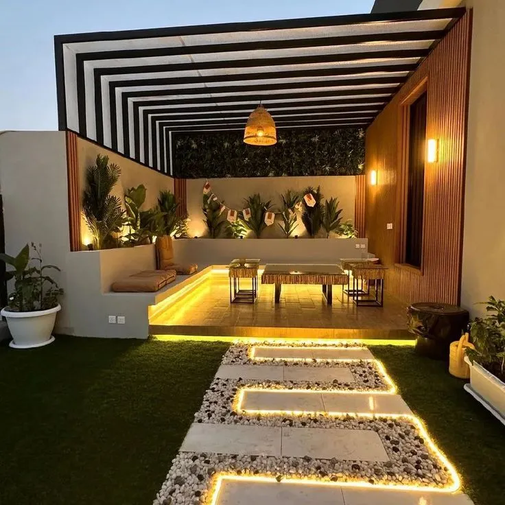 تكلفة البرجولات للمنازل والاستراحات في الرياض 2025 من المنار