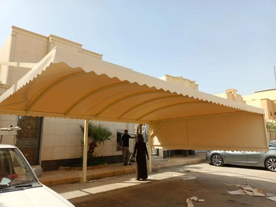 أشكال مظلات السيارات بالرياض 2025 من مؤسسة المنار